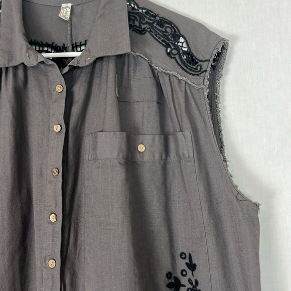 Gray and Black Lace Free People Cotton Romper - Picture 2 of 9